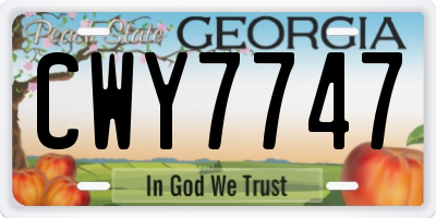 GA license plate CWY7747