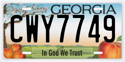 GA license plate CWY7749