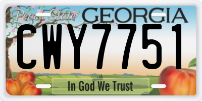 GA license plate CWY7751
