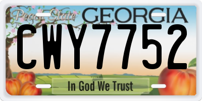GA license plate CWY7752