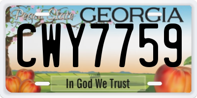 GA license plate CWY7759