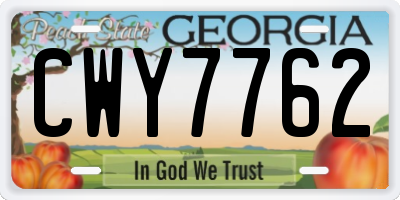 GA license plate CWY7762