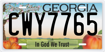 GA license plate CWY7765