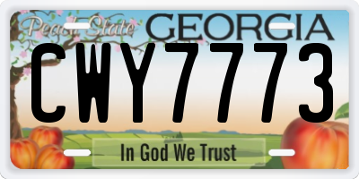 GA license plate CWY7773