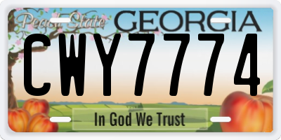GA license plate CWY7774