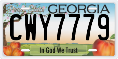 GA license plate CWY7779