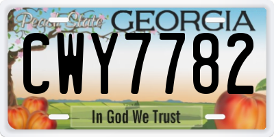 GA license plate CWY7782