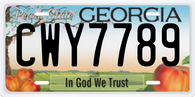 GA license plate CWY7789