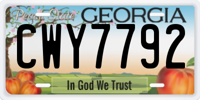 GA license plate CWY7792