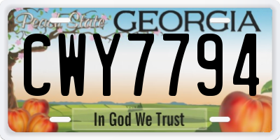 GA license plate CWY7794