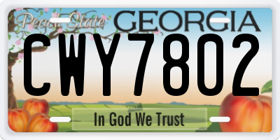 GA license plate CWY7802