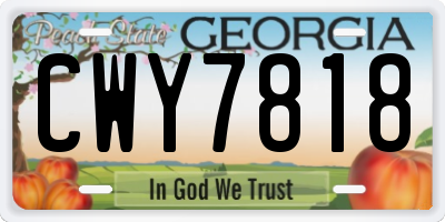 GA license plate CWY7818