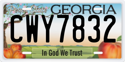 GA license plate CWY7832