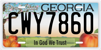 GA license plate CWY7860