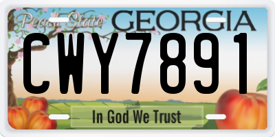 GA license plate CWY7891