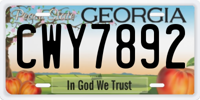 GA license plate CWY7892
