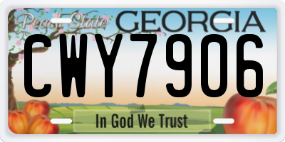 GA license plate CWY7906
