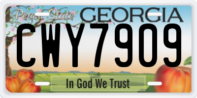 GA license plate CWY7909