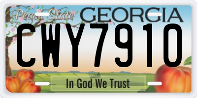 GA license plate CWY7910