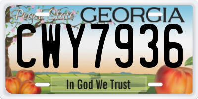GA license plate CWY7936