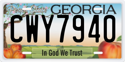 GA license plate CWY7940