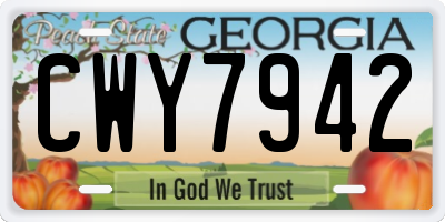 GA license plate CWY7942