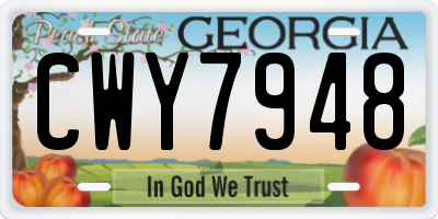 GA license plate CWY7948