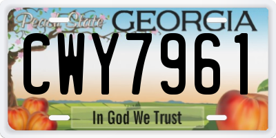 GA license plate CWY7961