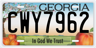 GA license plate CWY7962