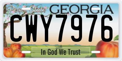 GA license plate CWY7976