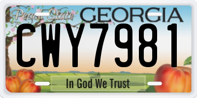 GA license plate CWY7981