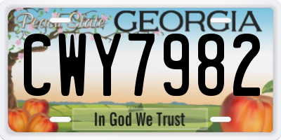 GA license plate CWY7982