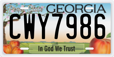 GA license plate CWY7986