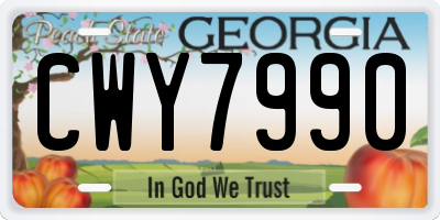 GA license plate CWY7990