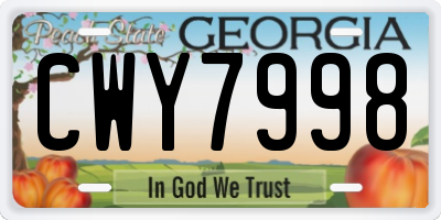 GA license plate CWY7998