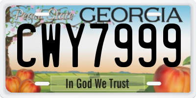 GA license plate CWY7999