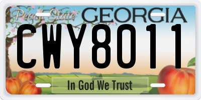 GA license plate CWY8011