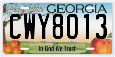 GA license plate CWY8013