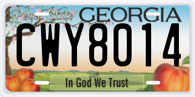 GA license plate CWY8014