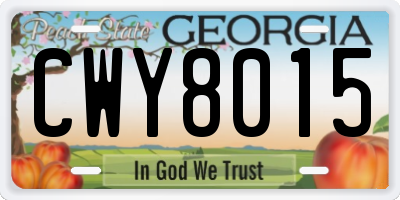 GA license plate CWY8015