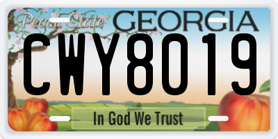 GA license plate CWY8019