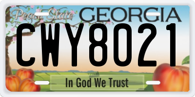 GA license plate CWY8021