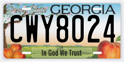GA license plate CWY8024