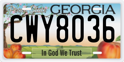 GA license plate CWY8036
