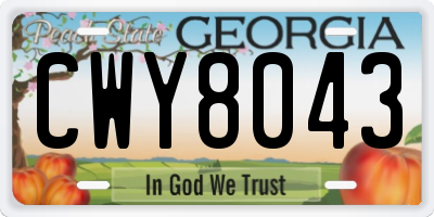 GA license plate CWY8043