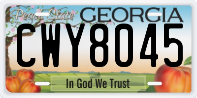 GA license plate CWY8045