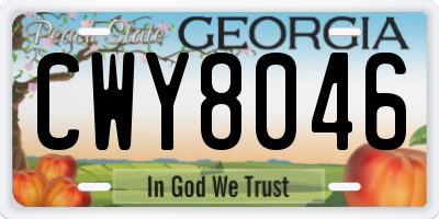 GA license plate CWY8046