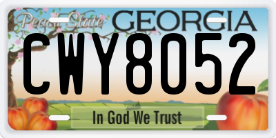 GA license plate CWY8052