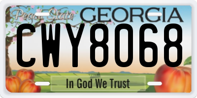 GA license plate CWY8068