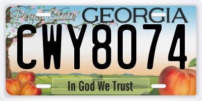 GA license plate CWY8074
